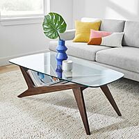 VECTOR COFFEE TABLE WITH SOLID WOOD BASE AND GLASS TOP VECTOR COFFEE TABLE WITH SOLID WOOD BASE AND GLASS TOP