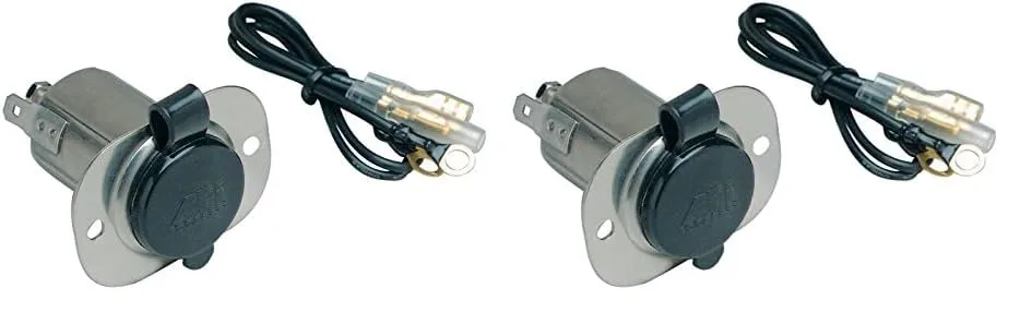 Marinco 20036 12V Receptacle, Stainless Steel with Cap (Pack of 2)