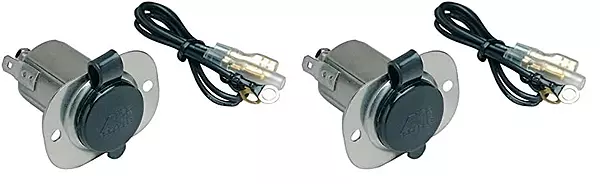 Marinco 20036 12V Receptacle, Stainless Steel with Cap (Pack of 2)