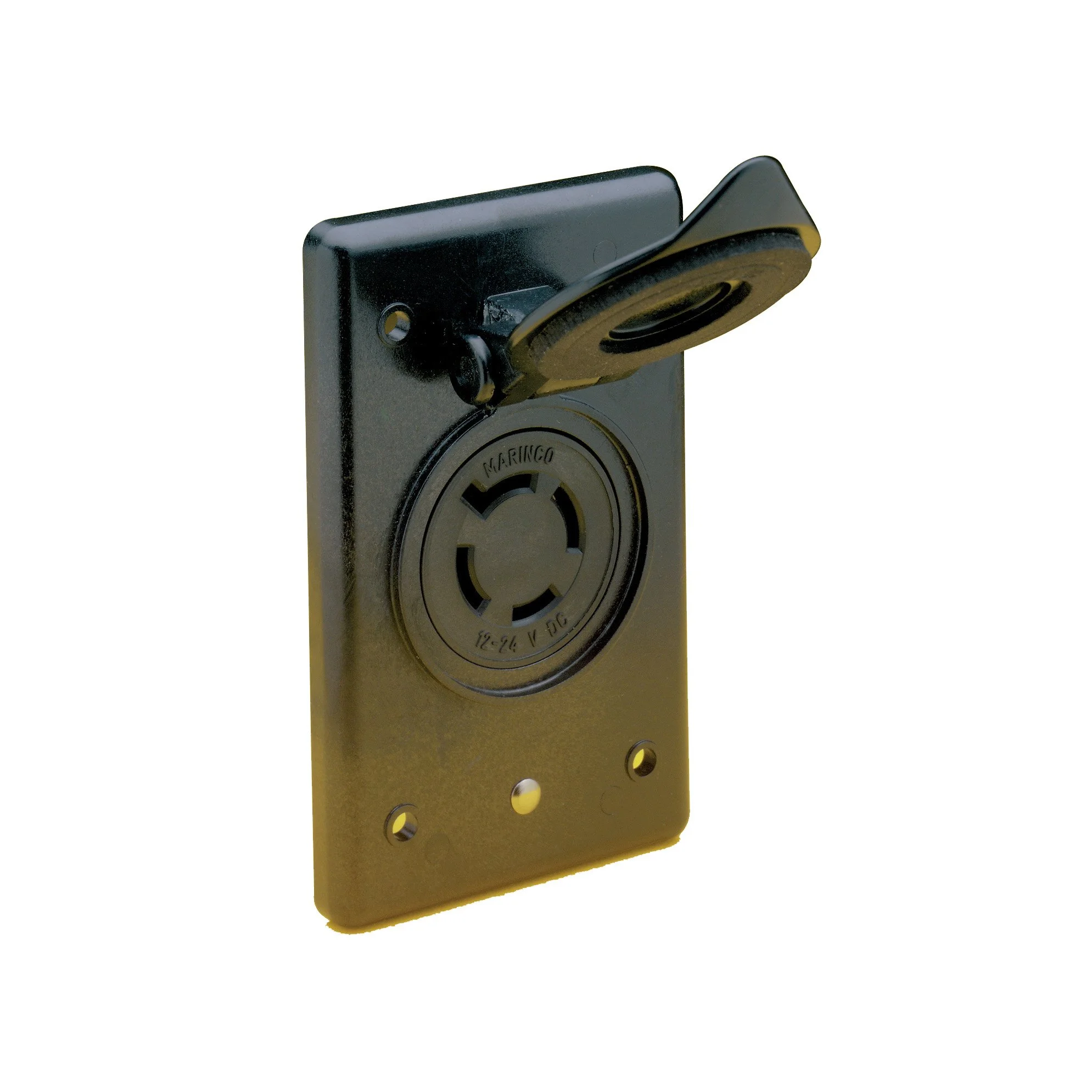Marinco 2018BR-MB 4-Wire 12/24V Bass Boat Receptacle & Bracket, Black