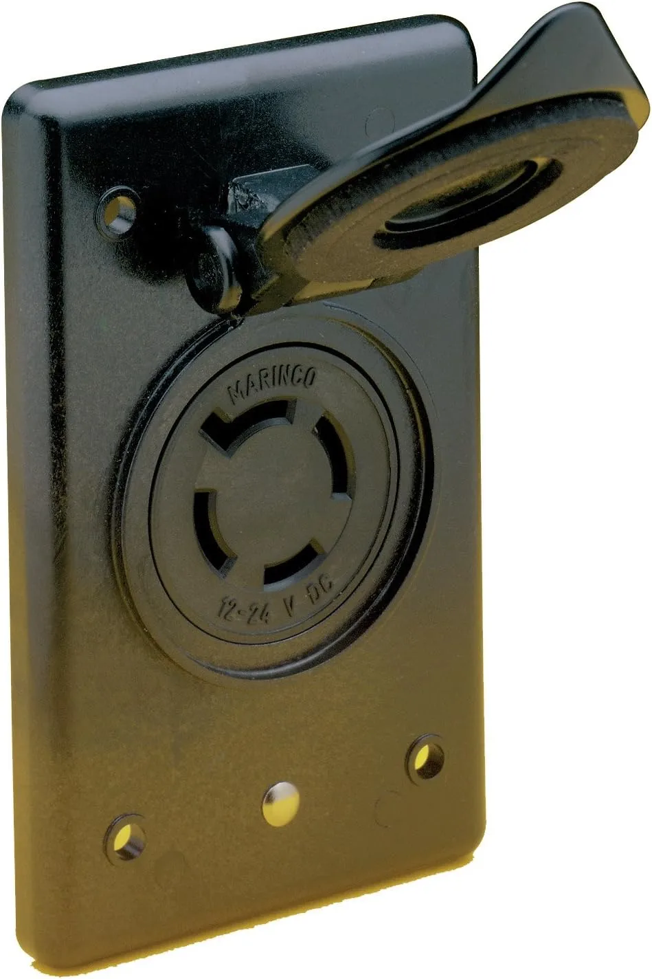 Marinco 2018BR-MB 4-Wire 12/24V Bass Boat Receptacle & Bracket, Black