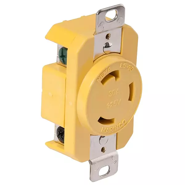 Marinco 305CRR Marine Electrical Receptacle (30-Amp, 125-Volt, Female, Yellow)