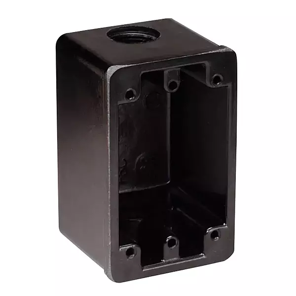 Marinco 6080 Marine FD Box for 15, 20, and 30-Amp Receptacles, and 7420CR Covers (Two 3/4" Knockout Holes, Black)