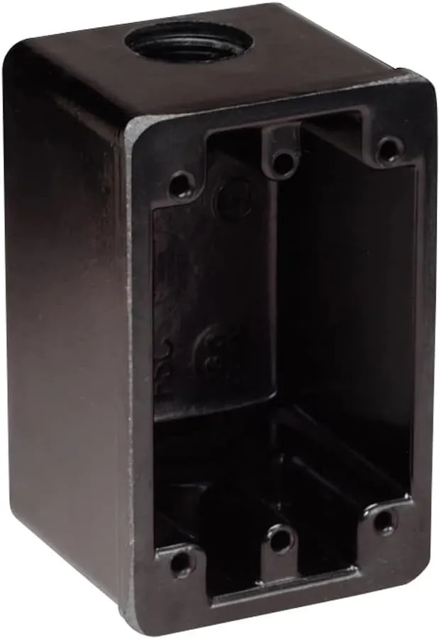 Marinco 6080 Marine FD Box for 15, 20, and 30-Amp Receptacles, and 7420CR Covers (Two 3/4" Knockout Holes, Black)