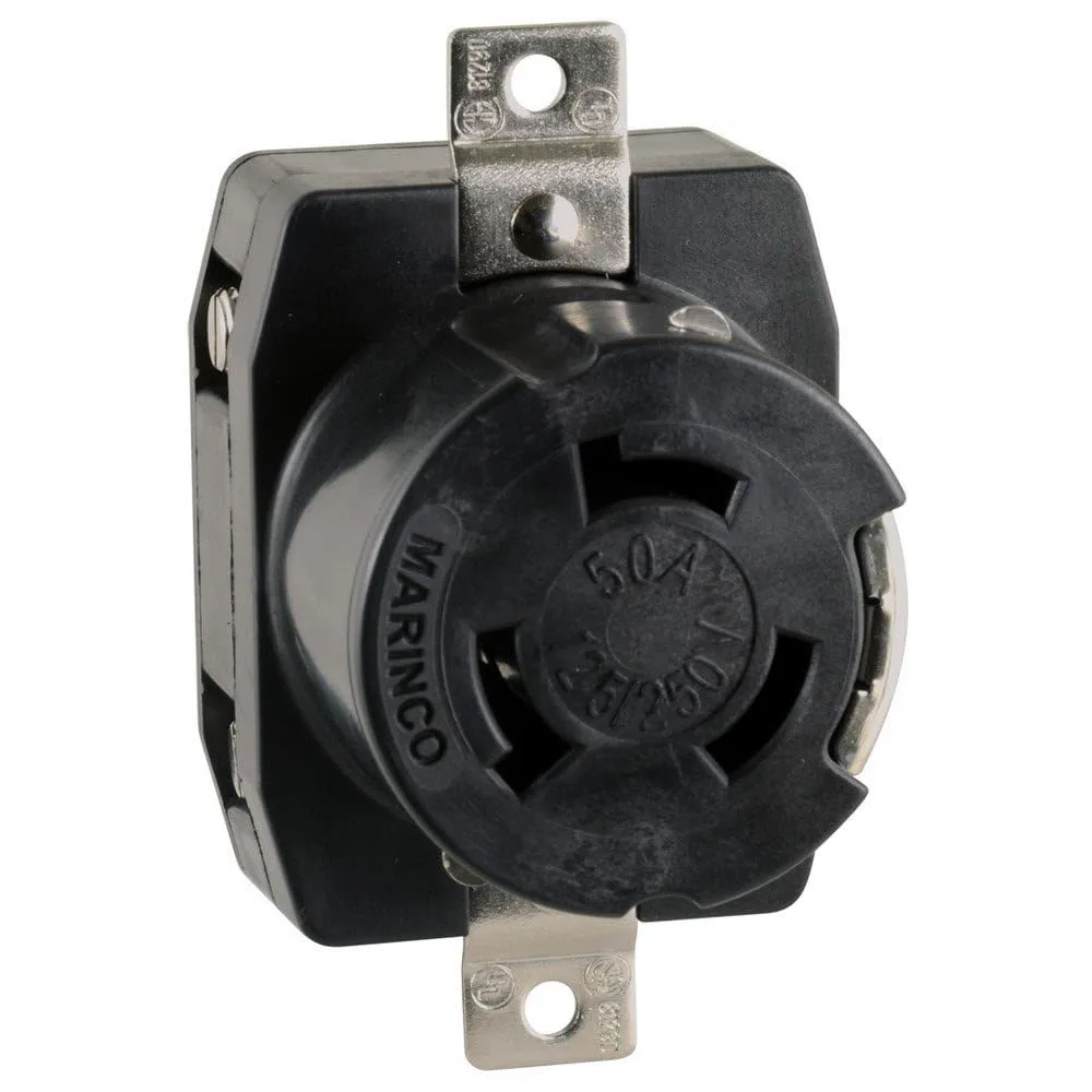 Marinco 6369CR Marine 3-Pole 4-Wire Electrical Dockside Receptacle (50-Amp, 125/250-Volt, Female, Black)