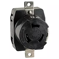 Marinco 6369CR Marine 3-Pole 4-Wire Electrical Dockside Receptacle (50-Amp, 125/250-Volt, Female, Black)