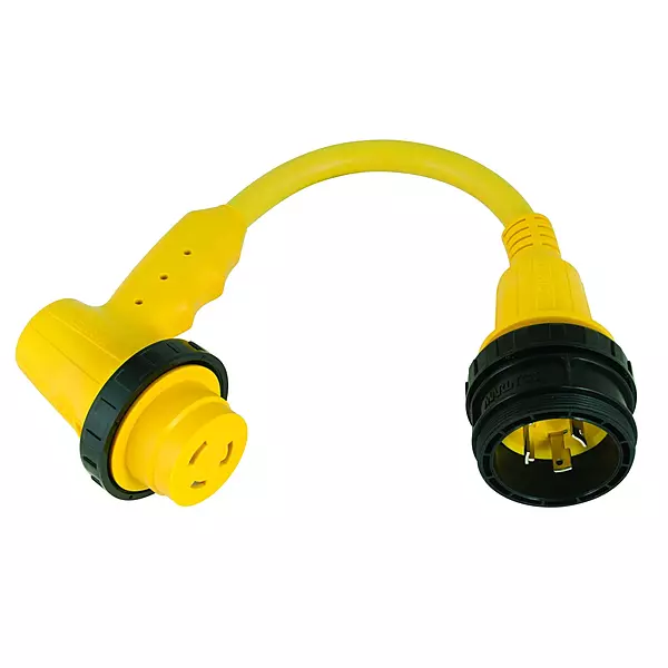 ParkPower by Marinco 1RPCRV Right Angle Adapter, 30A 125V Locking/Sealing Connector and 30A 125V Locking Male Plug