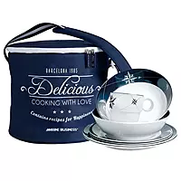 15147 Northwind Tableware Set and Basket - Round, 17-Piece, Blue