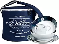 15147 Northwind Tableware Set and Basket - Round, 17-Piece, Blue