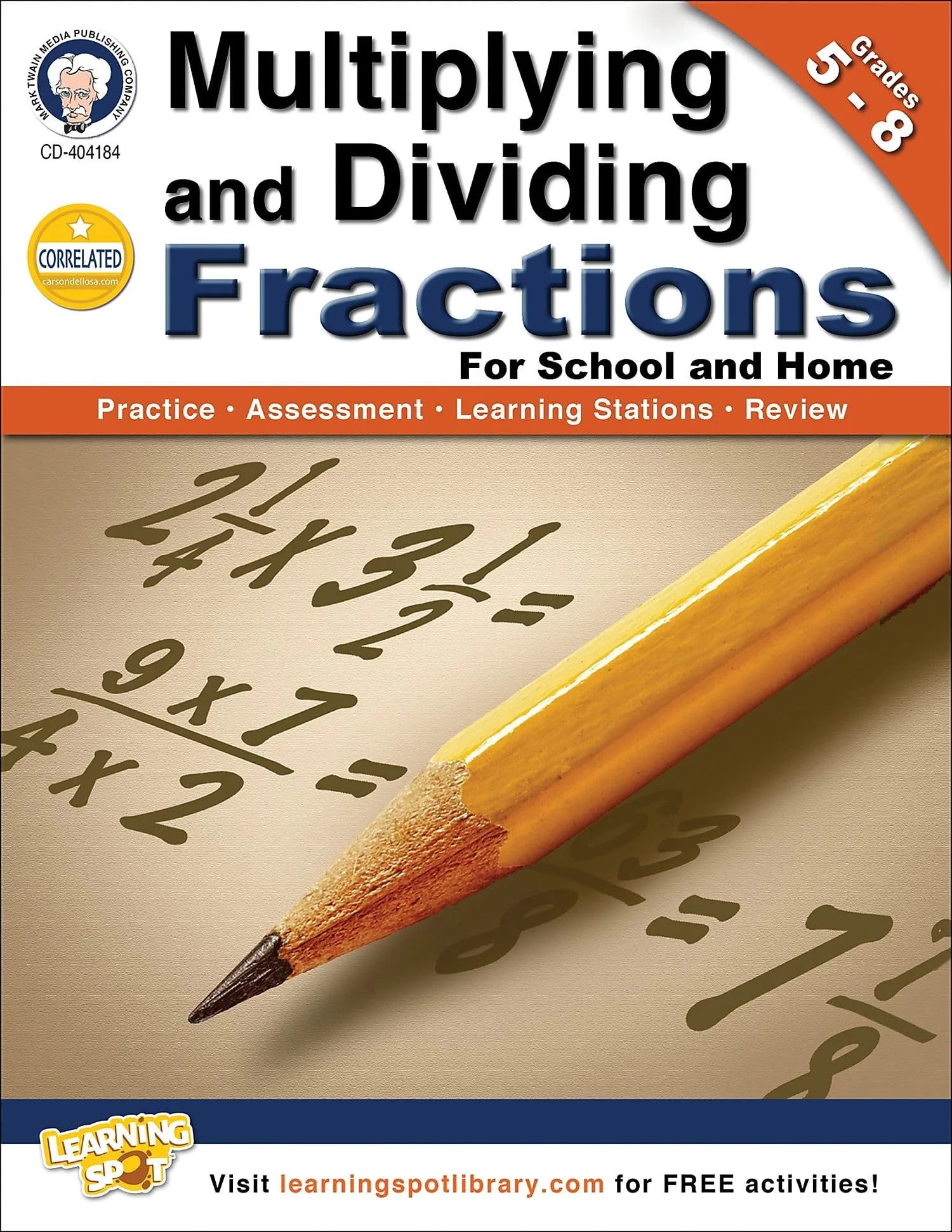 Mark Twain Multiplying and Dividing Fractions Workbook, Grades 5-8