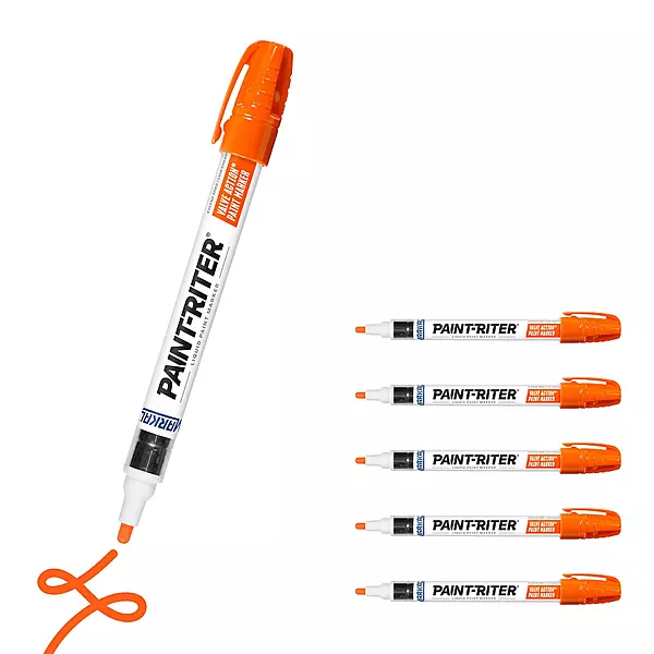 Markal 96807 Paint-Riter+ Valve Action Marker, Versatile Surface Compatibility, Bold Mark Size 1.8", Orange 6-Pack