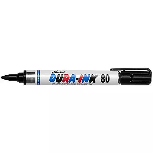 Markal 96923 Dura-Ink 80 Valve-Actuated Permanent Ink Marker with 1/8" Tapered Bullet Tip, Black (Pack of 12)
