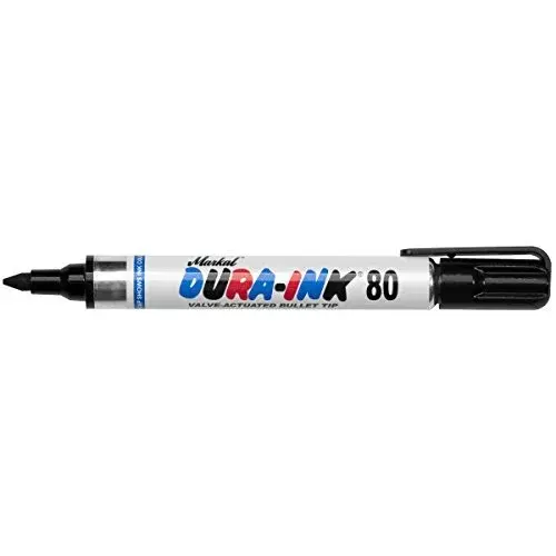 Markal 96923 Dura-Ink 80 Valve-Actuated Permanent Ink Marker with 1/8" Tapered Bullet Tip, Black (Pack of 12)
