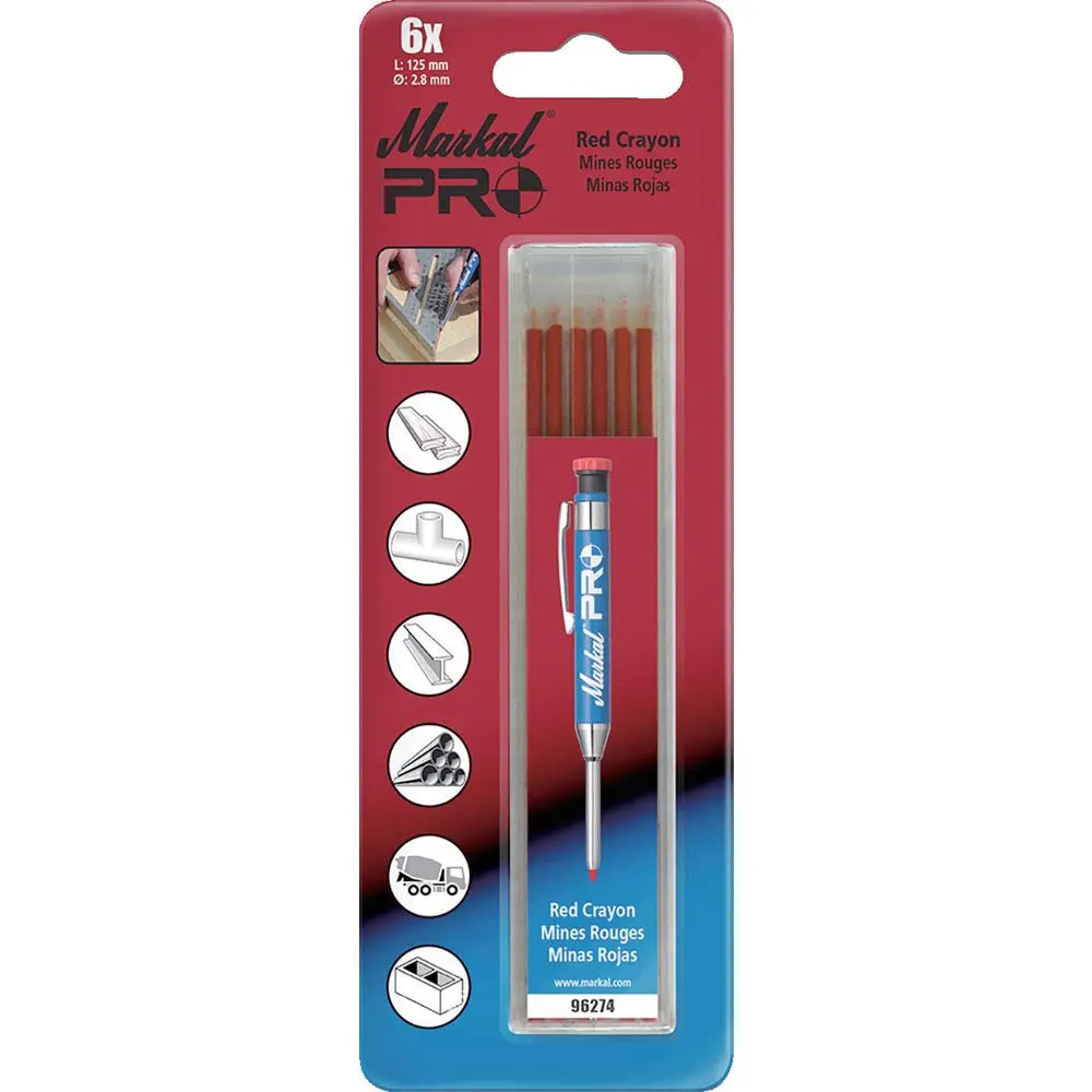 Markal Pro General-Purpose Refills for Markal Pro item 96270, Red Color , 6 Pcs