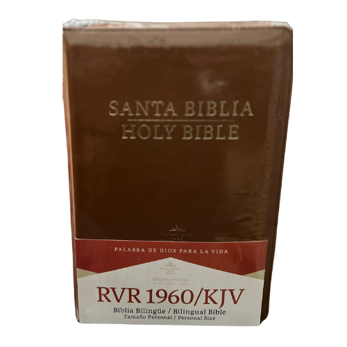 Biblia Bilingue, Marrón, Manual, Letra Pequeña, Imitación Piel,With Index and Zipper ,RVR 1960.