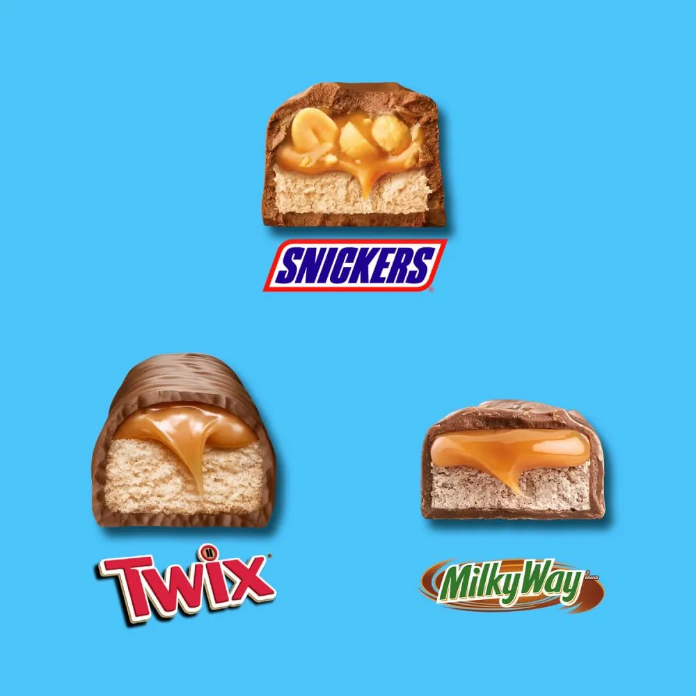 SNICKERS, TWIX & MILKY WAY Minis Assorted Chocolate Candy Variety Pack, Halloween Candy Bag, 150 Ct Bulk Bag 150 Ct (Pack of 1)