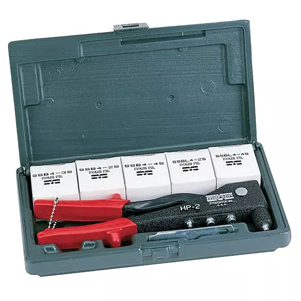HP-2 Hand Rivet Tool Set - Model: 39001 Diameter Range: 3/32\",1/8\",5/32\",3/16\" (200) Assorted Klik-Fast rivets in popula