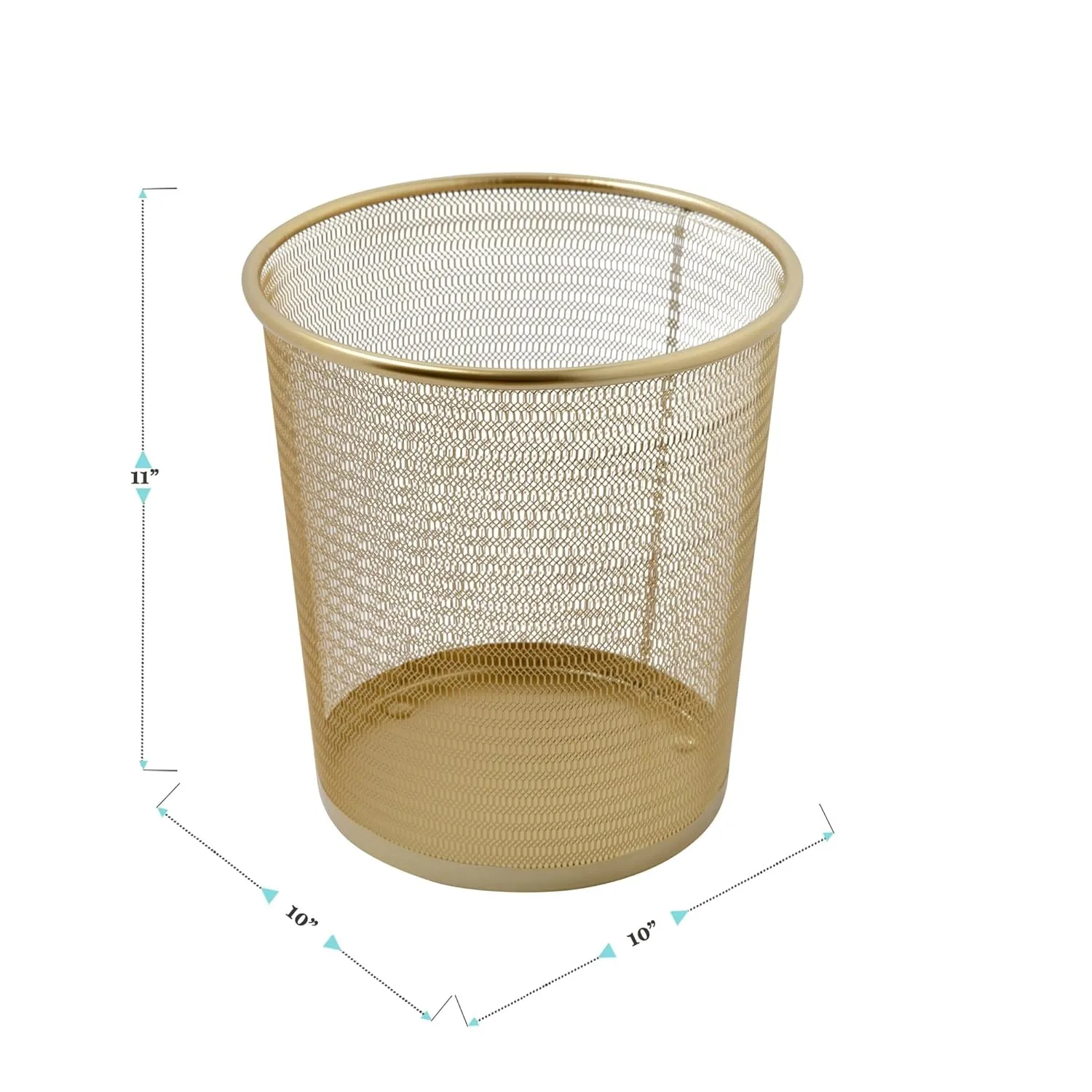 Martha Stewart Ryder Mesh Metal Trash Can, 4.5 Gallon, Gold