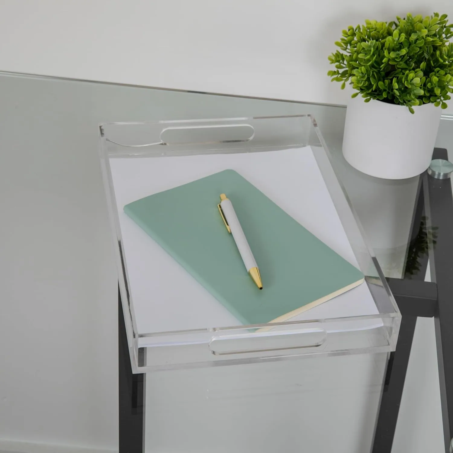 Martha Stewart Brody Acrylic Letter Tray, Letter Organizer Desk Tray, File Organizer Tray for Magazines, Folders, Notebooks