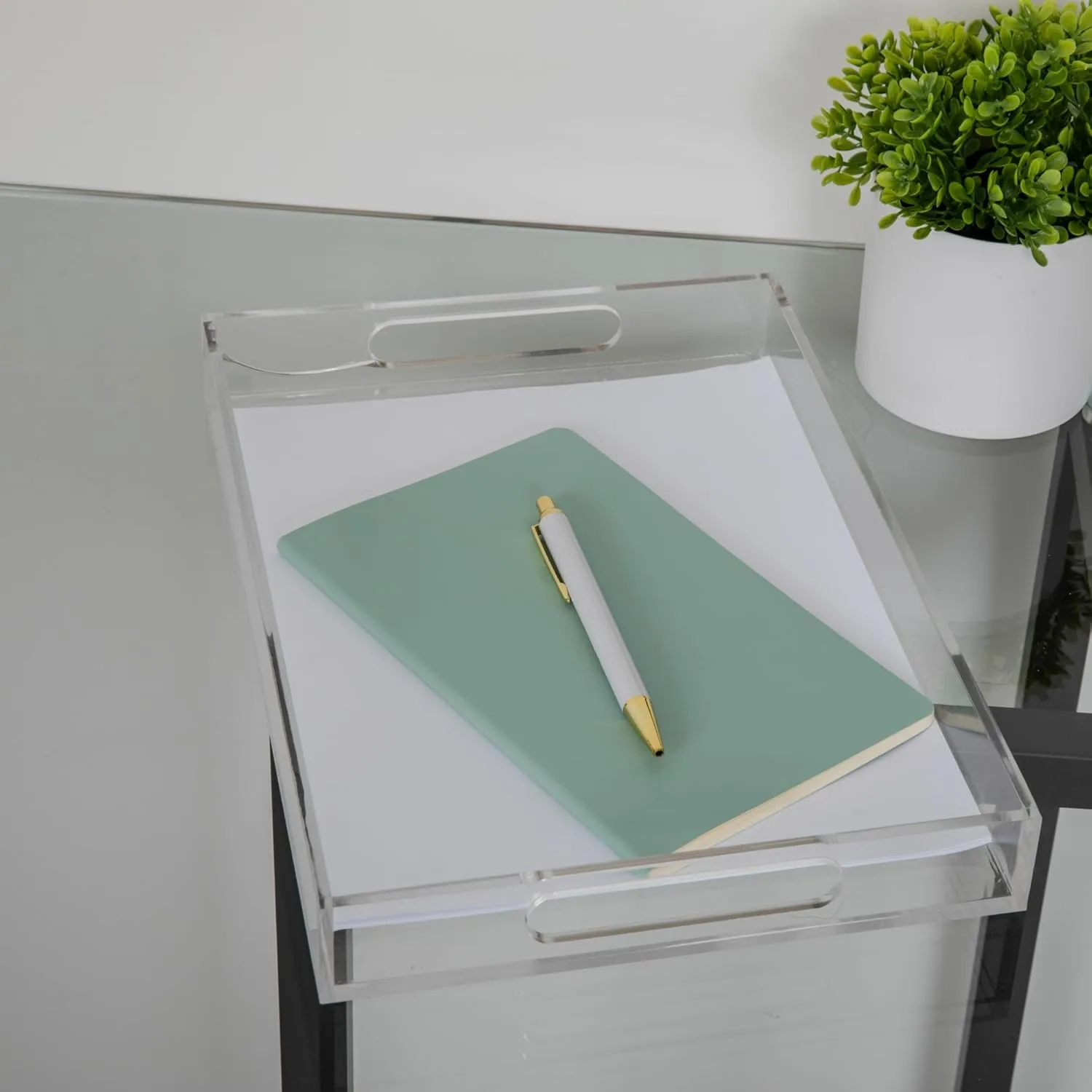 Martha Stewart Brody Acrylic Letter Tray, Letter Organizer Desk Tray, File Organizer Tray for Magazines, Folders, Notebooks