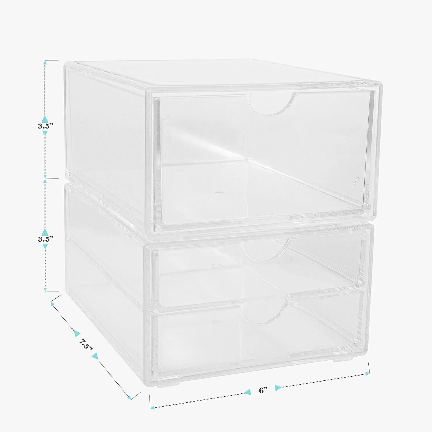 Martha Stewart Brody 2 Pack Desk Organizers, Single Drawer Box and 2 Drawer Box, Stackable Plastic Storage for Office