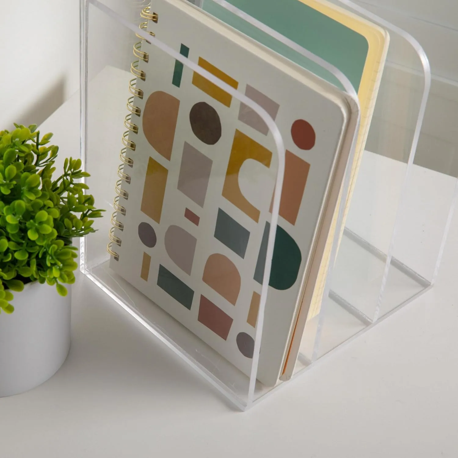 Martha Stewart Brody Desktop File Sorter - 3 Section Document Organizer for Binders, Folders, 8.5"W x 6.5"D, Clear