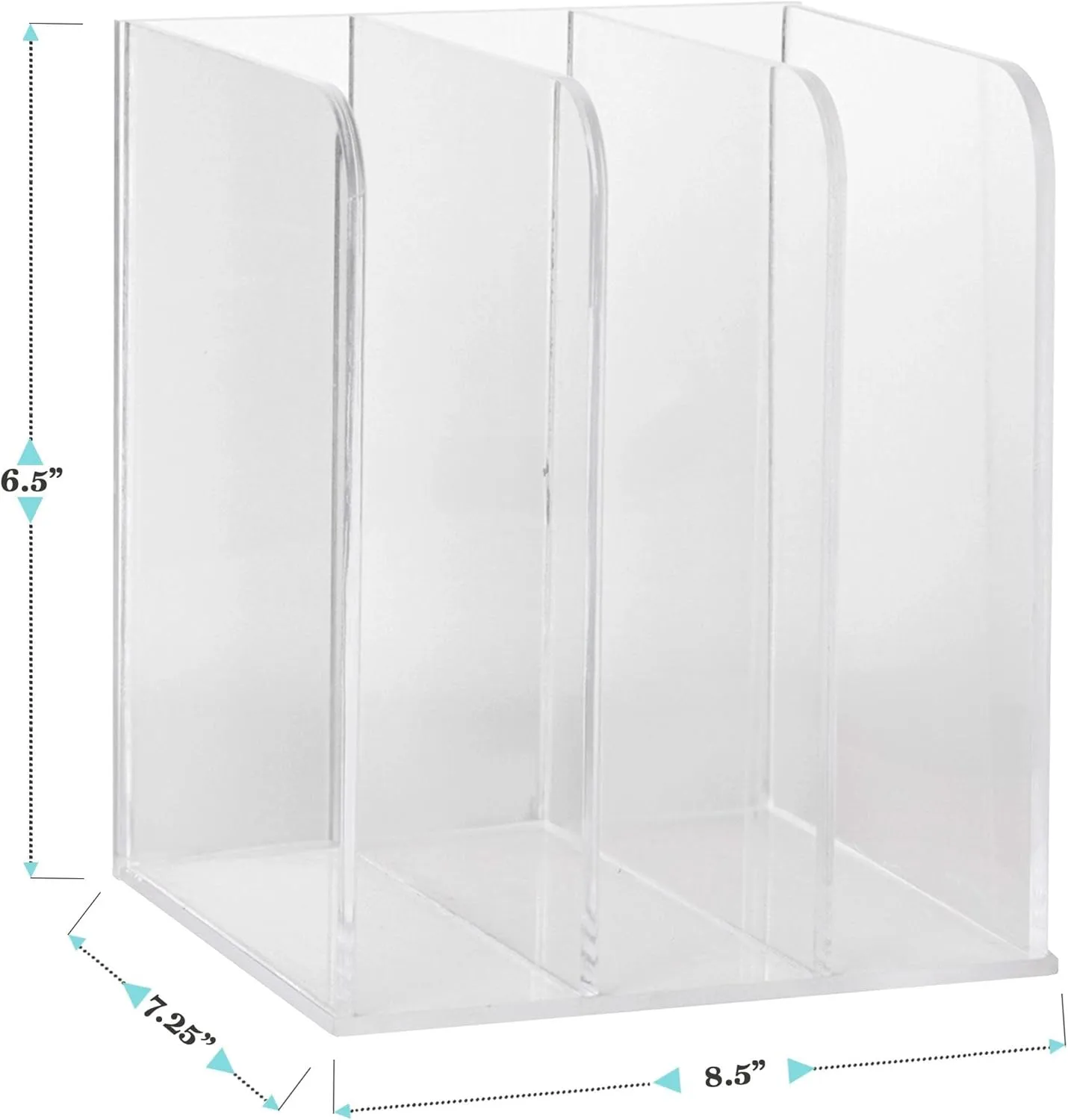 Martha Stewart Brody Desktop File Sorter - 3 Section Document Organizer for Binders, Folders, 8.5"W x 6.5"D, Clear