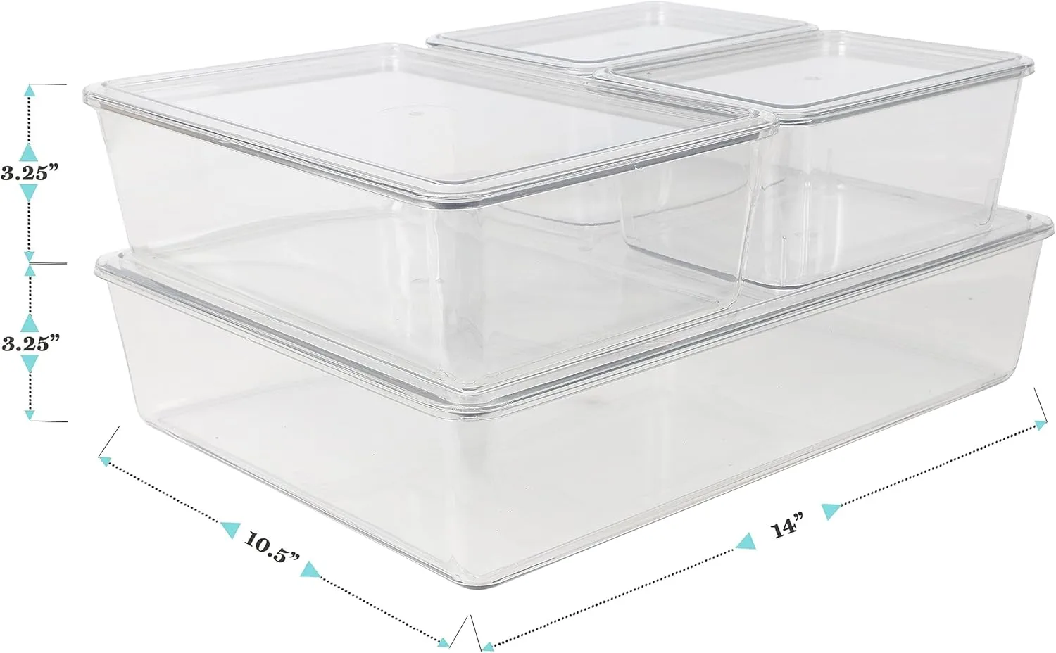Martha Stewart Brody Plastic Storage Organizer Bins with Lids for Home Office, Kitchen, or Bathroom, 8 Pack