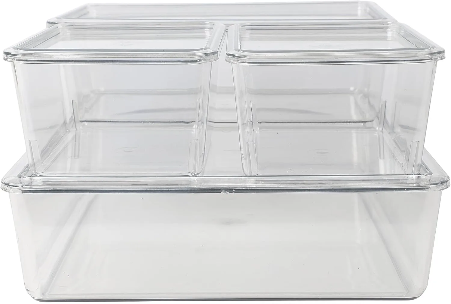Martha Stewart Brody Plastic Storage Organizer Bins with Lids for Home Office, Kitchen, or Bathroom, 8 Pack