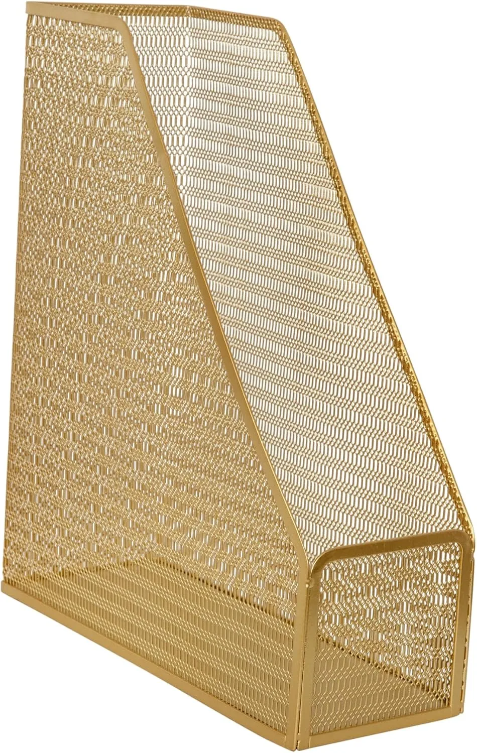 Martha Stewart Ryder Mesh Metal Single-Slot Magazine File Holder Desktop Organizer, 11-1/2inH x 3-3/4inW x 9-3/4inD, Gold