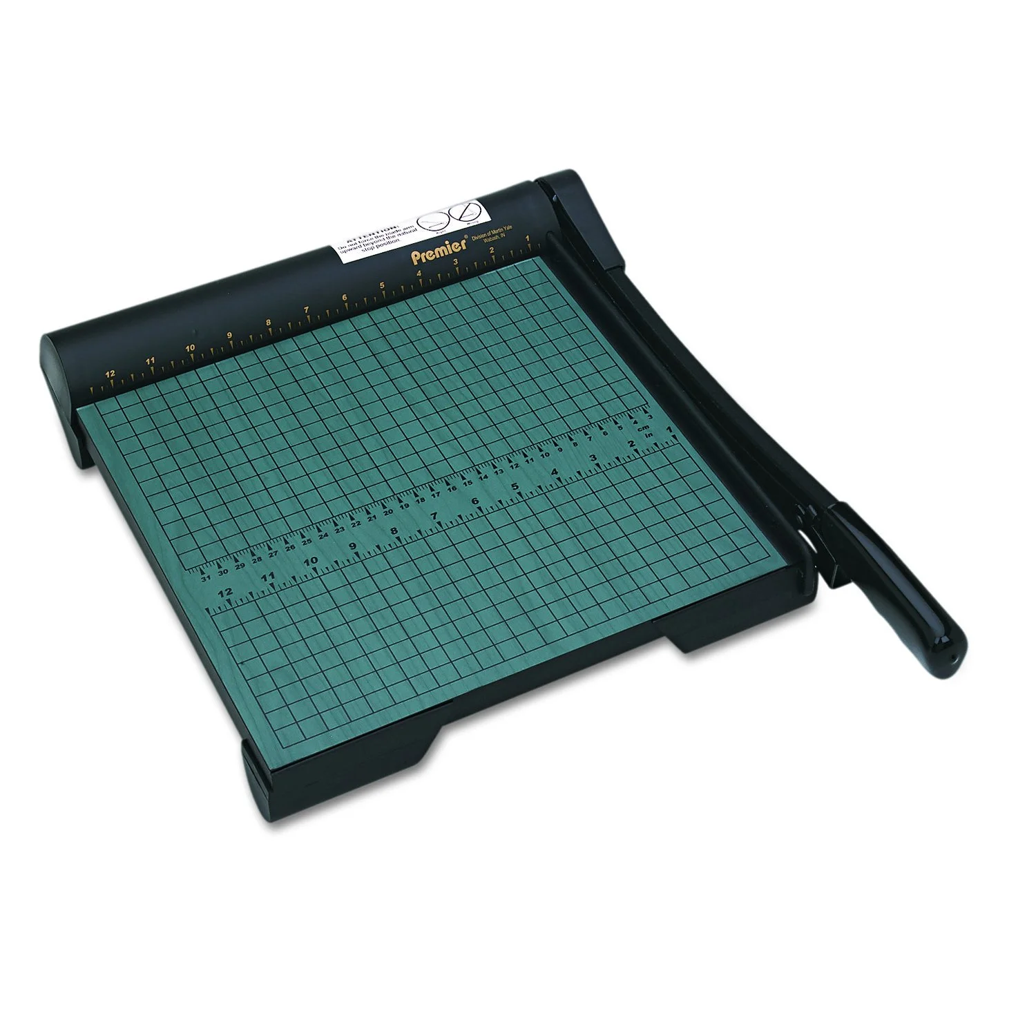 Martin Yale W12 Premier Heavy-Duty Wood Base Paper Trimmer, 12in, Green