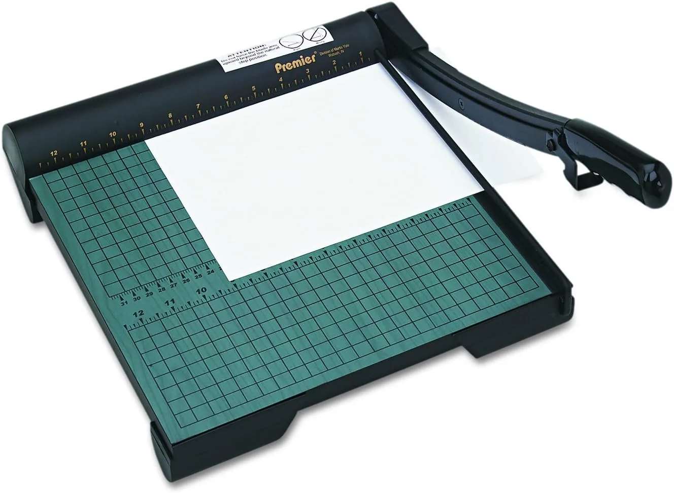 Martin Yale W12 Premier Heavy-Duty Wood Base Paper Trimmer, 12in, Green
