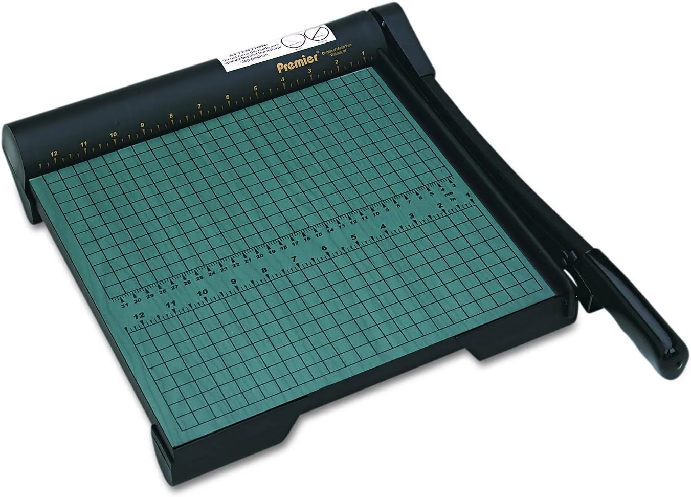 Martin Yale W12 Premier Heavy-Duty Wood Base Paper Trimmer, 12in, Green
