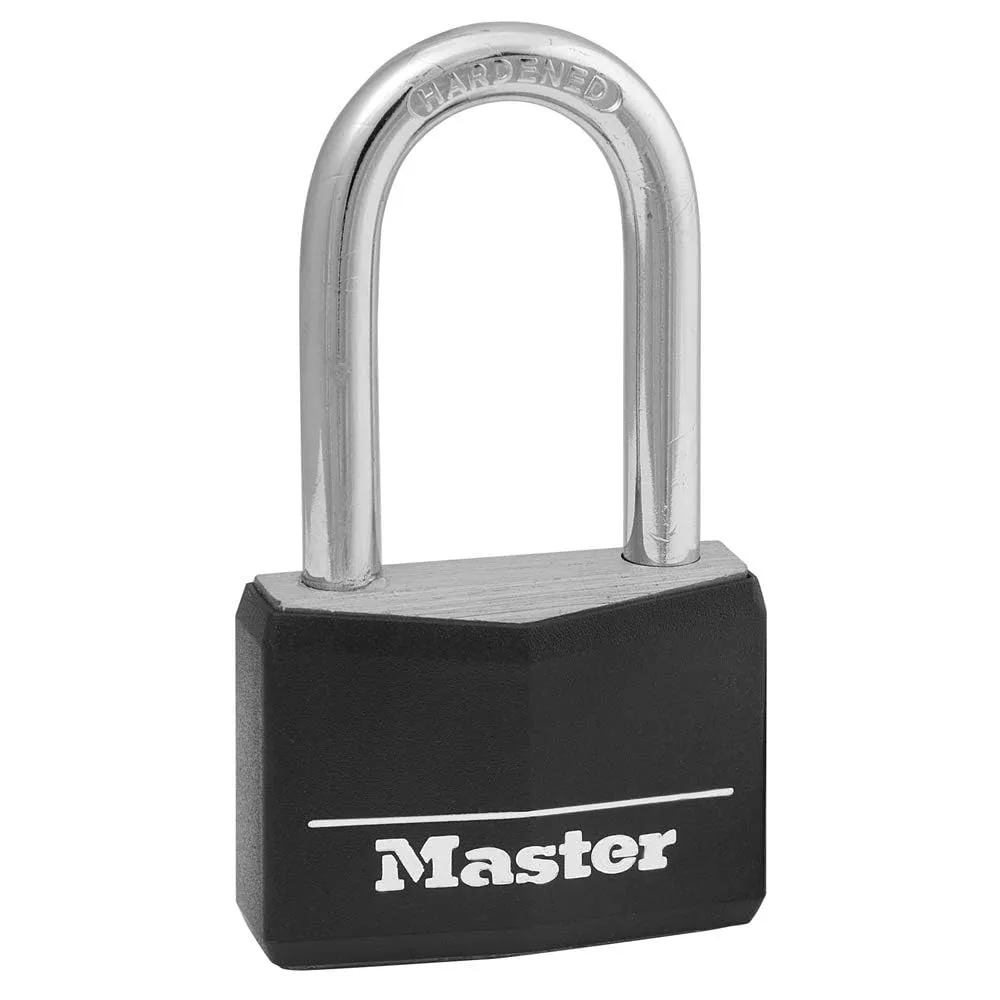 MASTER LOCK 141DLF Padlock, Covered Aluminum Lock, 1-9/16 in. W, Black 1 Pack Padlock