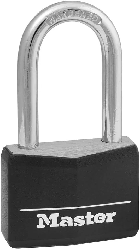 MASTER LOCK 141DLF Padlock, Covered Aluminum Lock, 1-9/16 in. W, Black 1 Pack Padlock