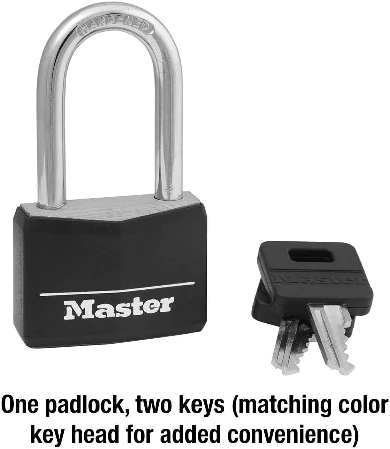 MASTER LOCK 141DLF Padlock, Covered Aluminum Lock, 1-9/16 in. W, Black 1 Pack Padlock