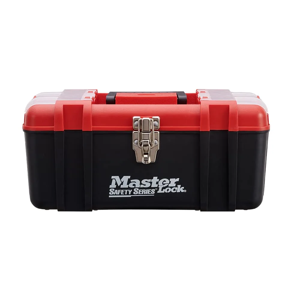 Master Lock 1457E410KA Group Lockout Kit, Red & S806 Adjustable Tagout Steel Cable, 5/32" Diameter