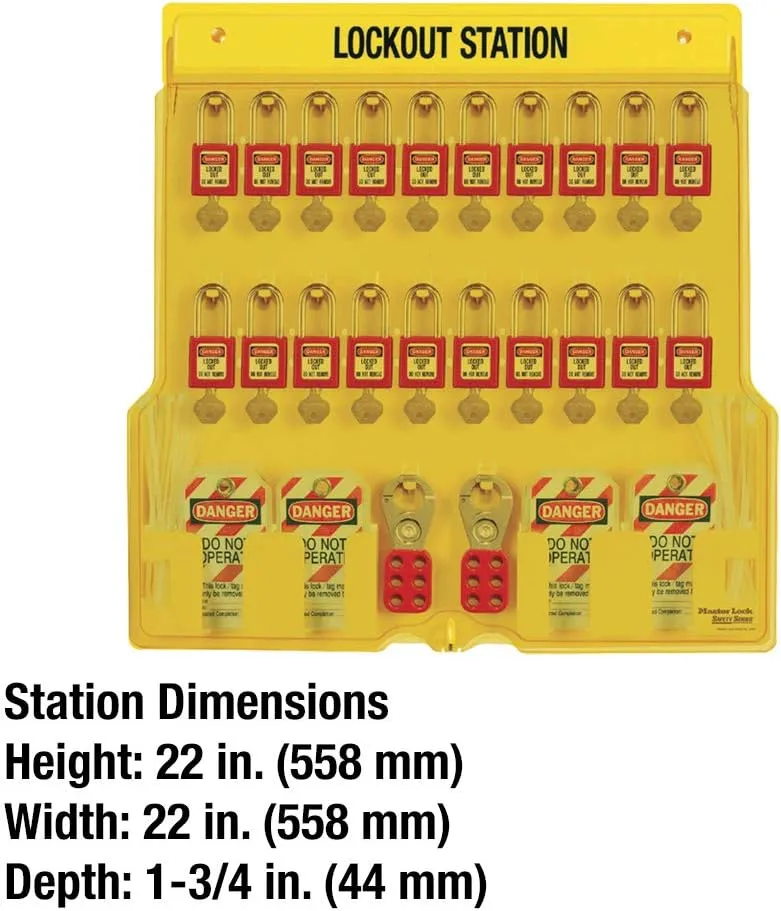 Master Lock 1484BP410 Lockout Tagout Padlock Station Includes 20 Zenex Padlocks