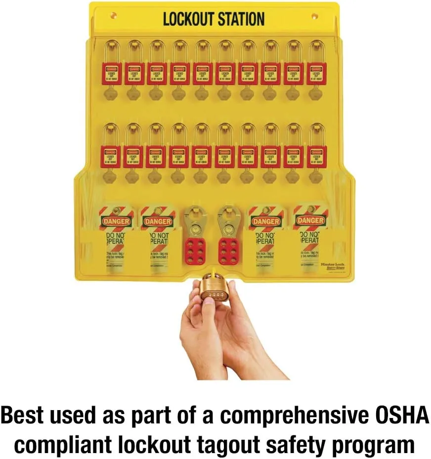Master Lock 1484BP410 Lockout Tagout Padlock Station Includes 20 Zenex Padlocks