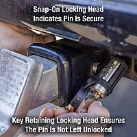 Master Lock Receiver Lock, 1/2 in. and 5/8 in. Swivel Head, Weather Resistant Trailer Coupler Locking Hitch Pin with Keys for Protecting Trailers, RVs, 2866DAT