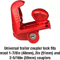 Master Lock Trailer Coupler Lock, Universal Size Fits 1-7/8", 2", and 2-5/16", 389DAT 1 Pack