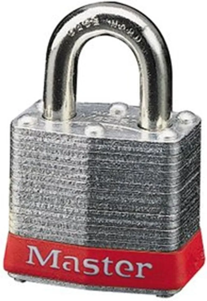 Master Lock 3MKRED Safety Lockout Master Keyed Padlock with Two-inch Clearance, Red Bumper