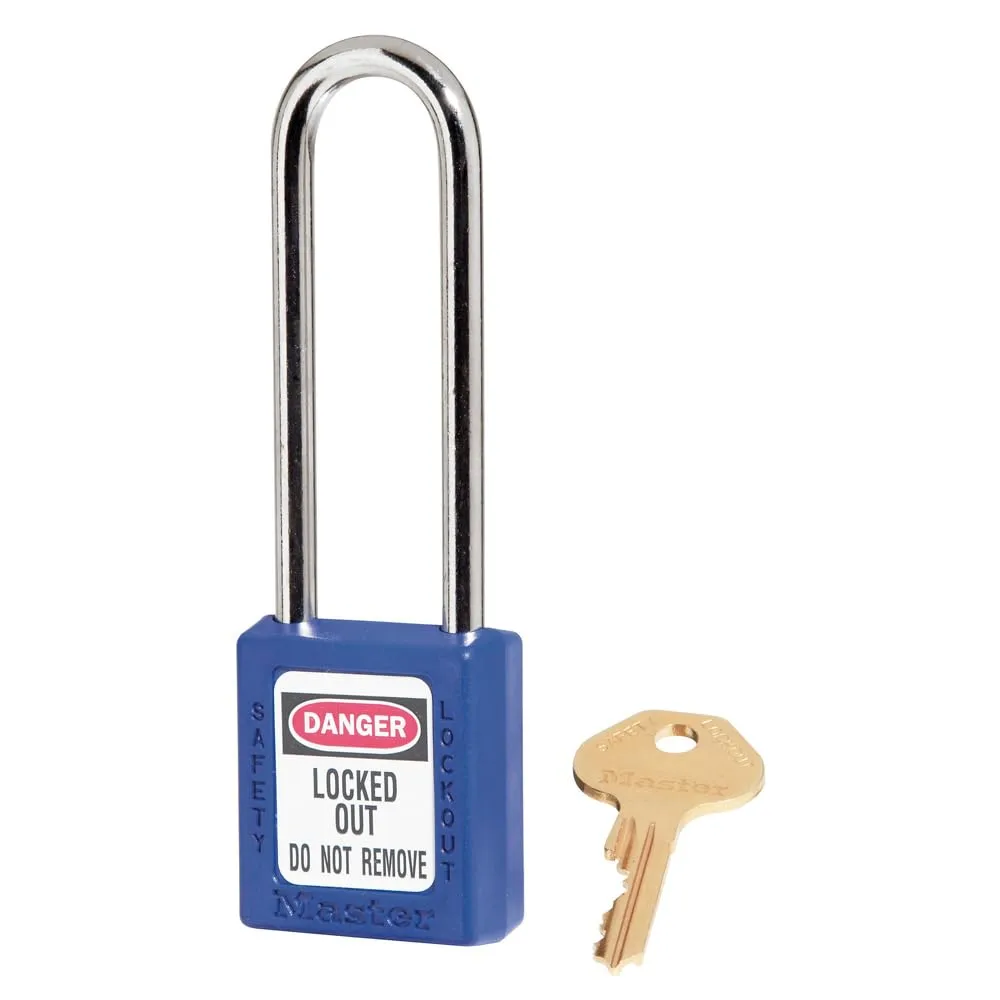 Master Lock 410LTBLU Blue 410 Xenoy Safety Padlock with Short Body, 1/4" x 3" Shackle (Pack of 6)