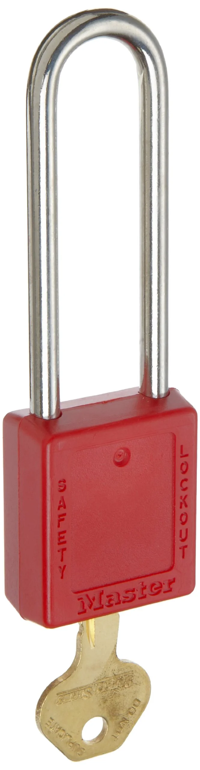 Master Lock 410KALTRED Keyed-Alike Safety Lockout Padlock, Extra Length Shackle, Red Red 1