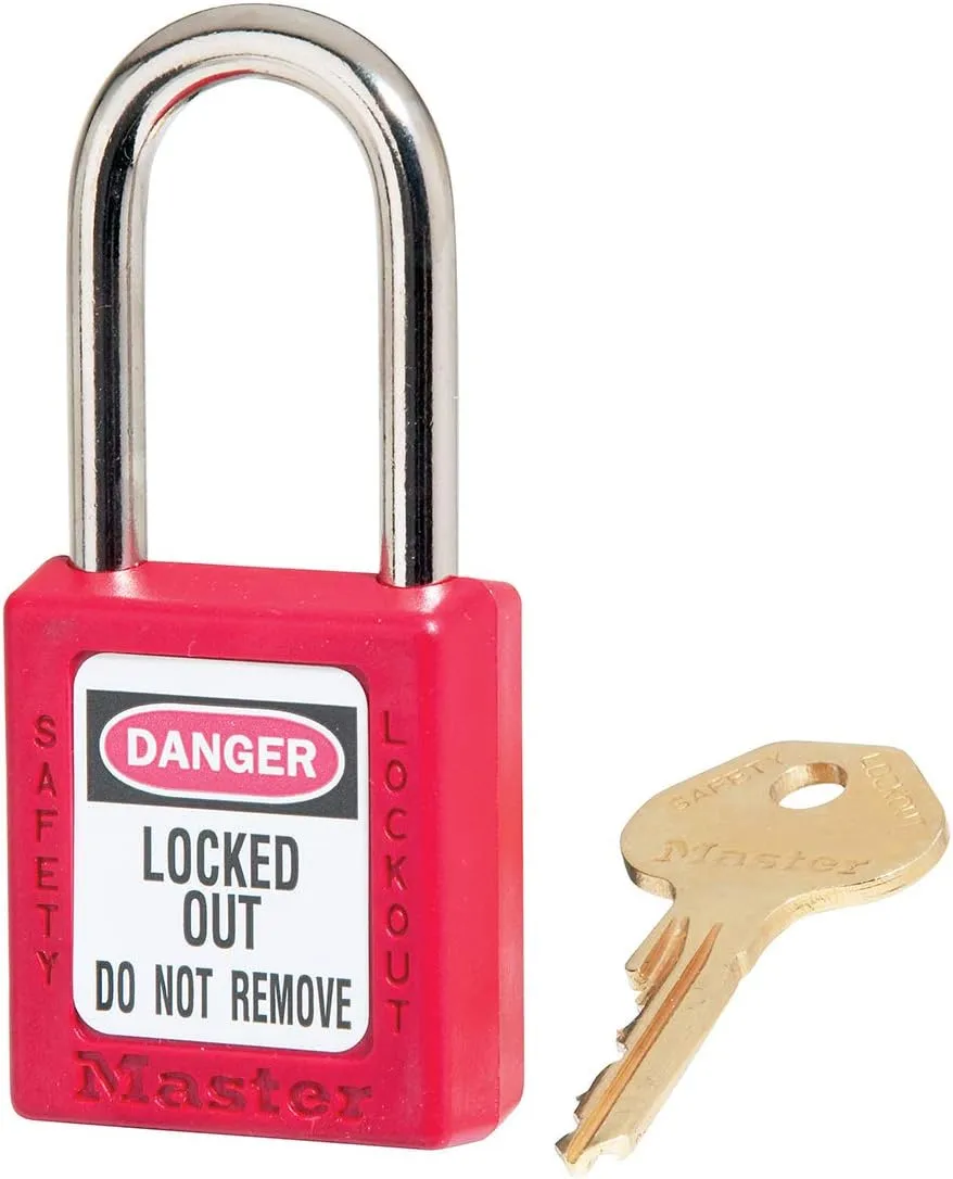 Master Lock 410KARED Lockout Tagout Safety Padlock with Key, Keyed-Alike