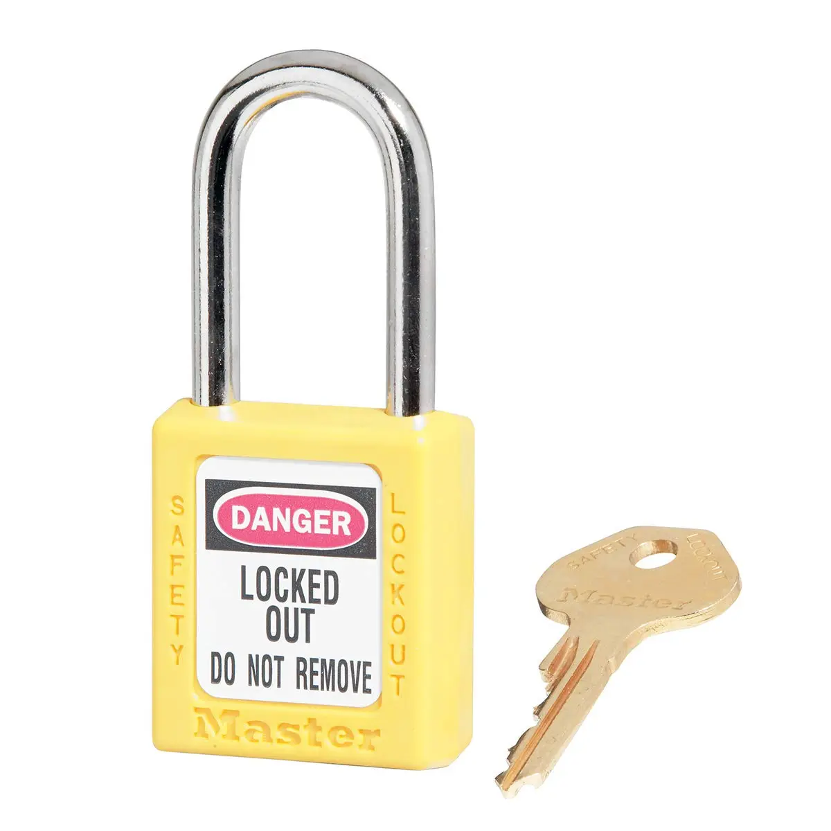Master Lock - 410YLW Yellow 410 Xenoy Safety Padlock with Short Body, 1/4" x 1-1/2" Shackle (Pack of 6) 1-1/2" (3.8cm) wide