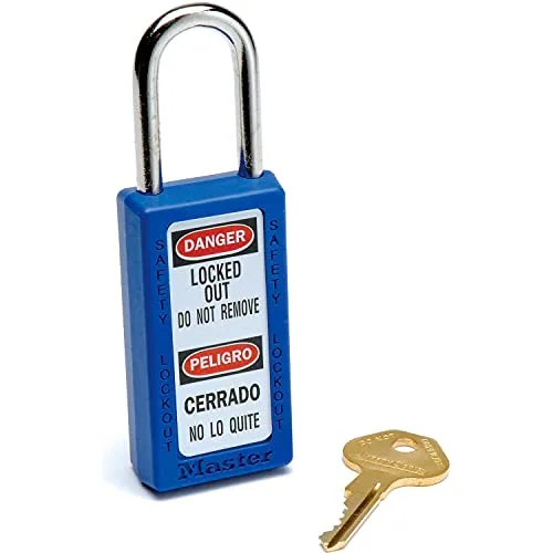 Master Lock - Blue Zenex Thermoplastic Safety Padlock, 1-1/2in (38mm) Wide with 1-1/2in (38mm) Shackle