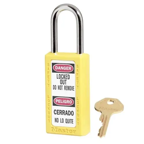 Master Lock 411YLW, No. 411 Yellow Zenex Thermoplastic Safety Padlock Pack of 24 pcs