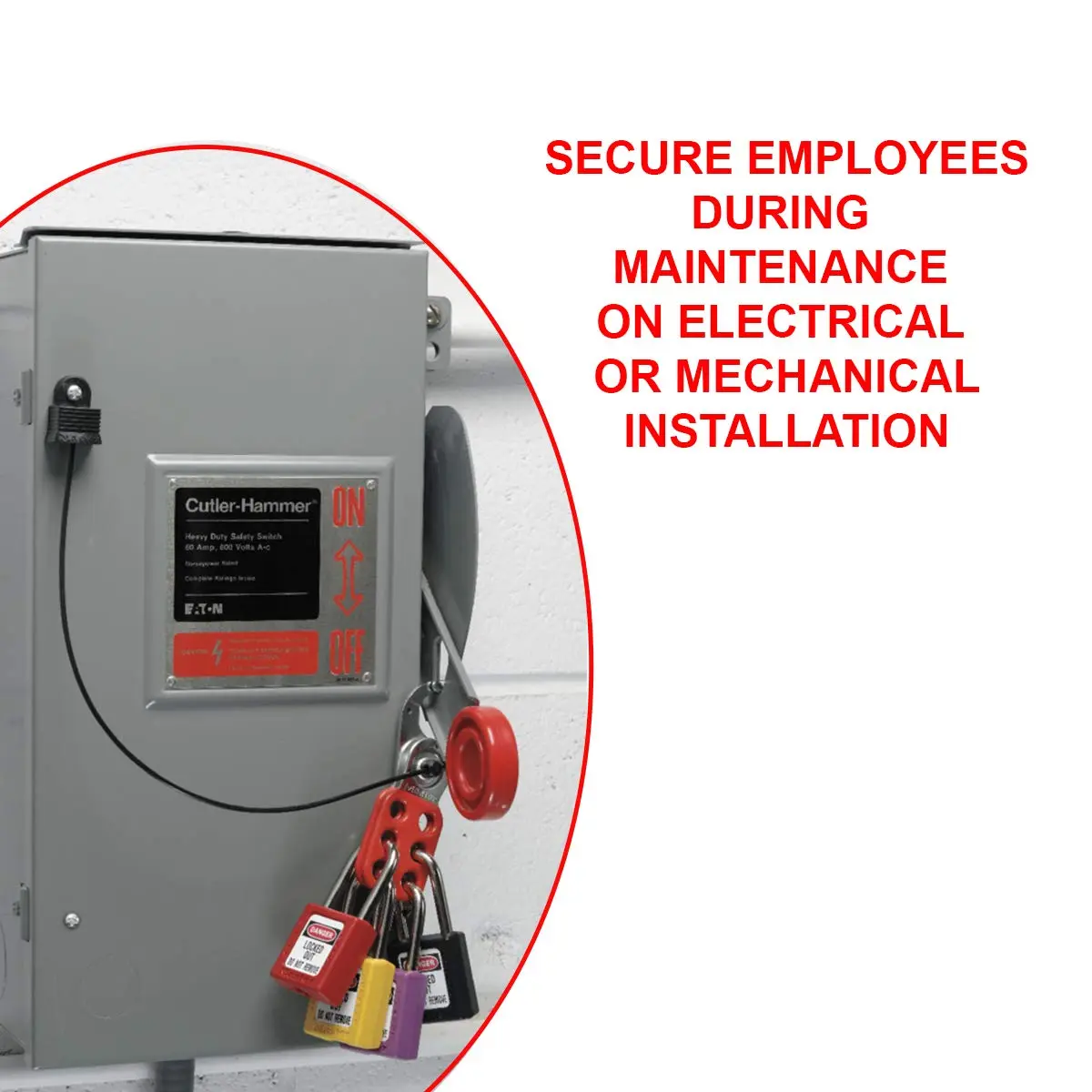 Master Lock 421 Lockout Tagout Hasp with Vinyl-Coated Handle and Extended Jaw, Red, "1-1/2"" Inside jaw Diameter"