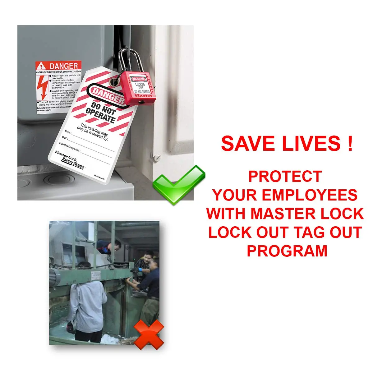 Master Lock 421 Lockout Tagout Hasp with Vinyl-Coated Handle and Extended Jaw, Red, "1-1/2"" Inside jaw Diameter"